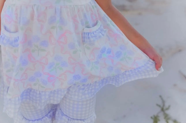 Checker & Pink Ruffle Short Set