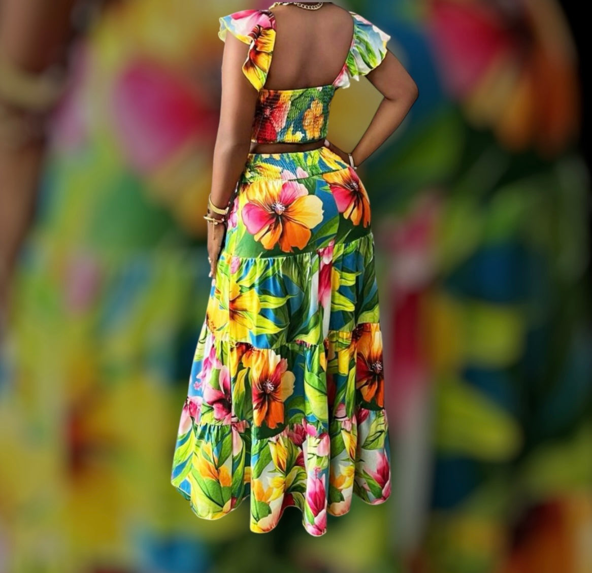 Floral Tropical Midi Skirt Set