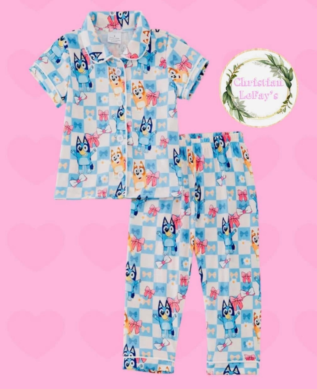 Bluey/Bingo Girls Checkered Pajamas