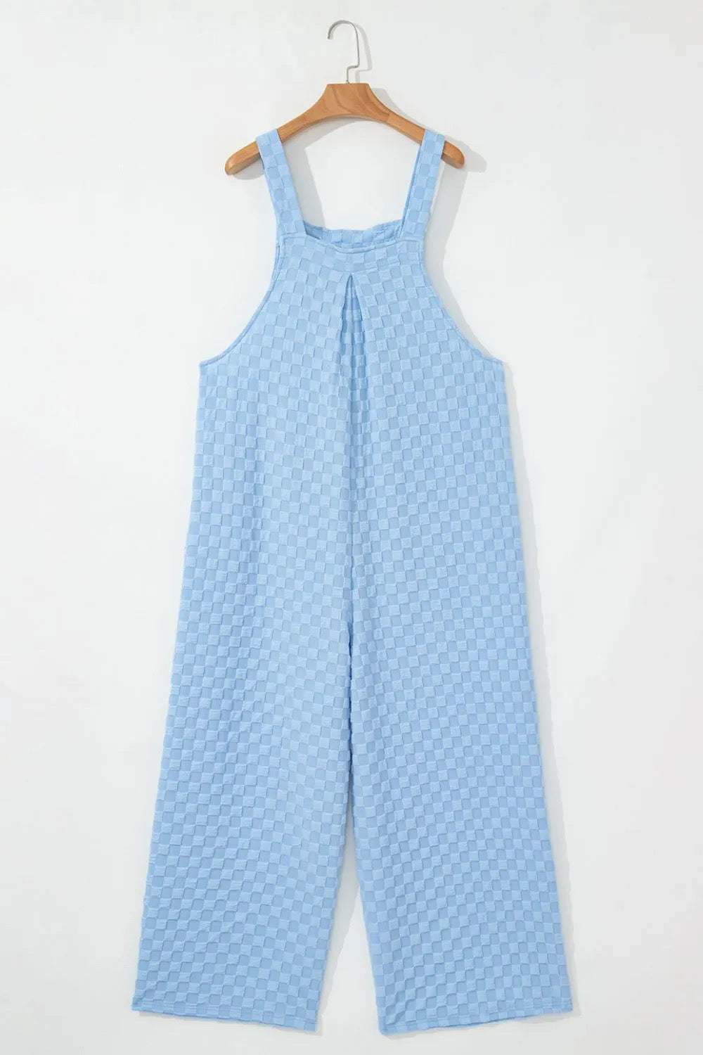 Checkered Pocket Wide Leg Overalls