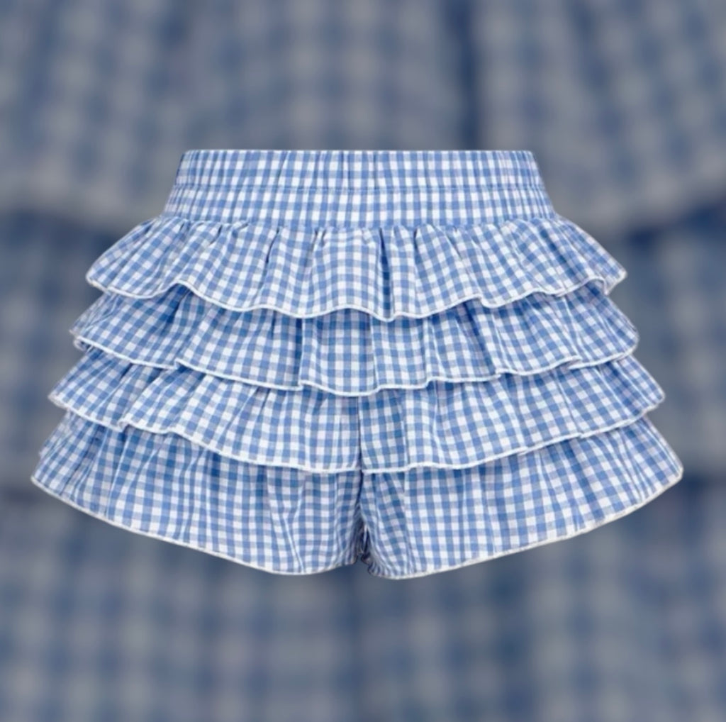 Casual Low-Waist Plaid Bodycon Ruffle Shorts