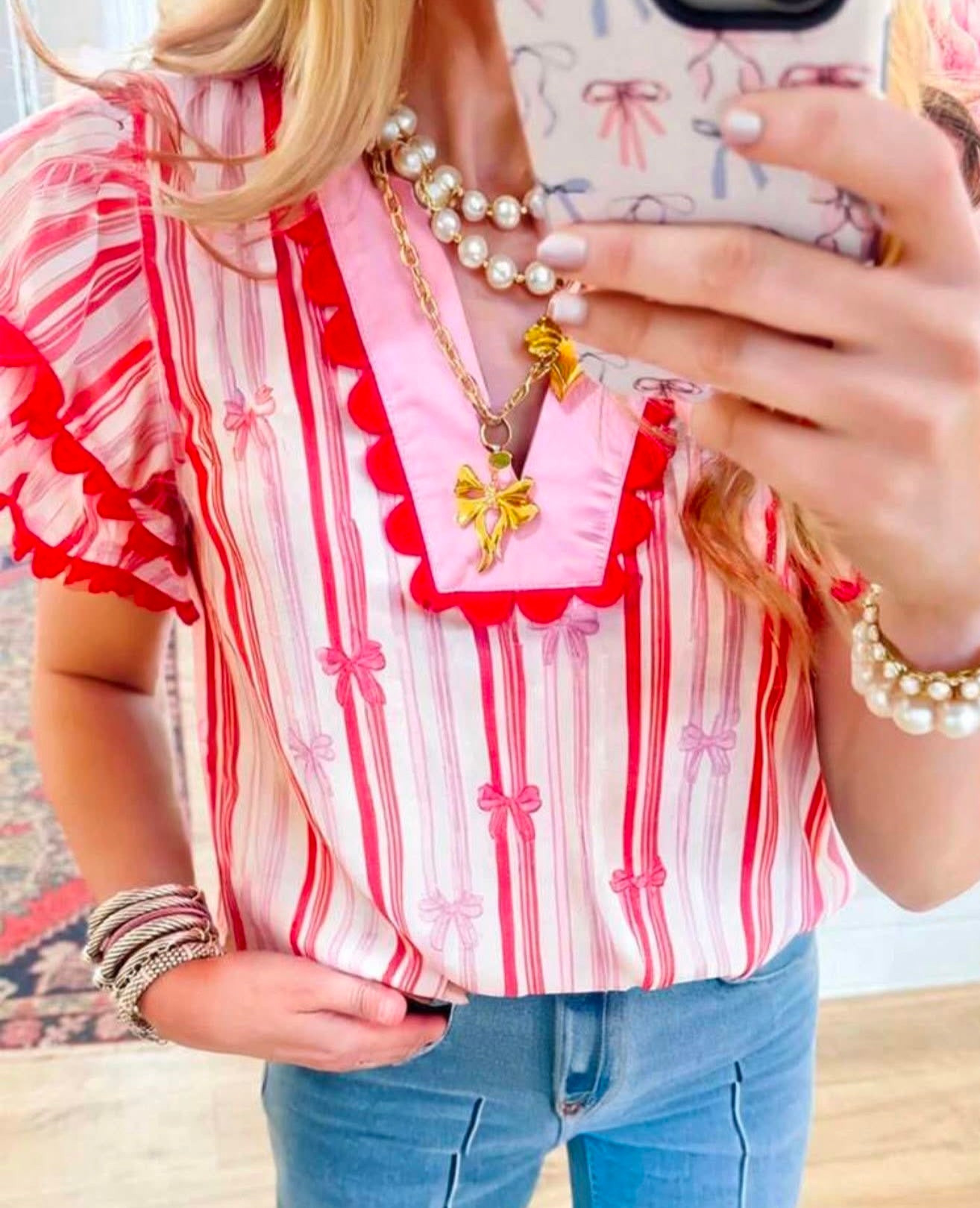 Ricki Boarded Bow Blouse