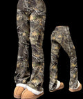 Retro Camo Wide Waist Flare Pants