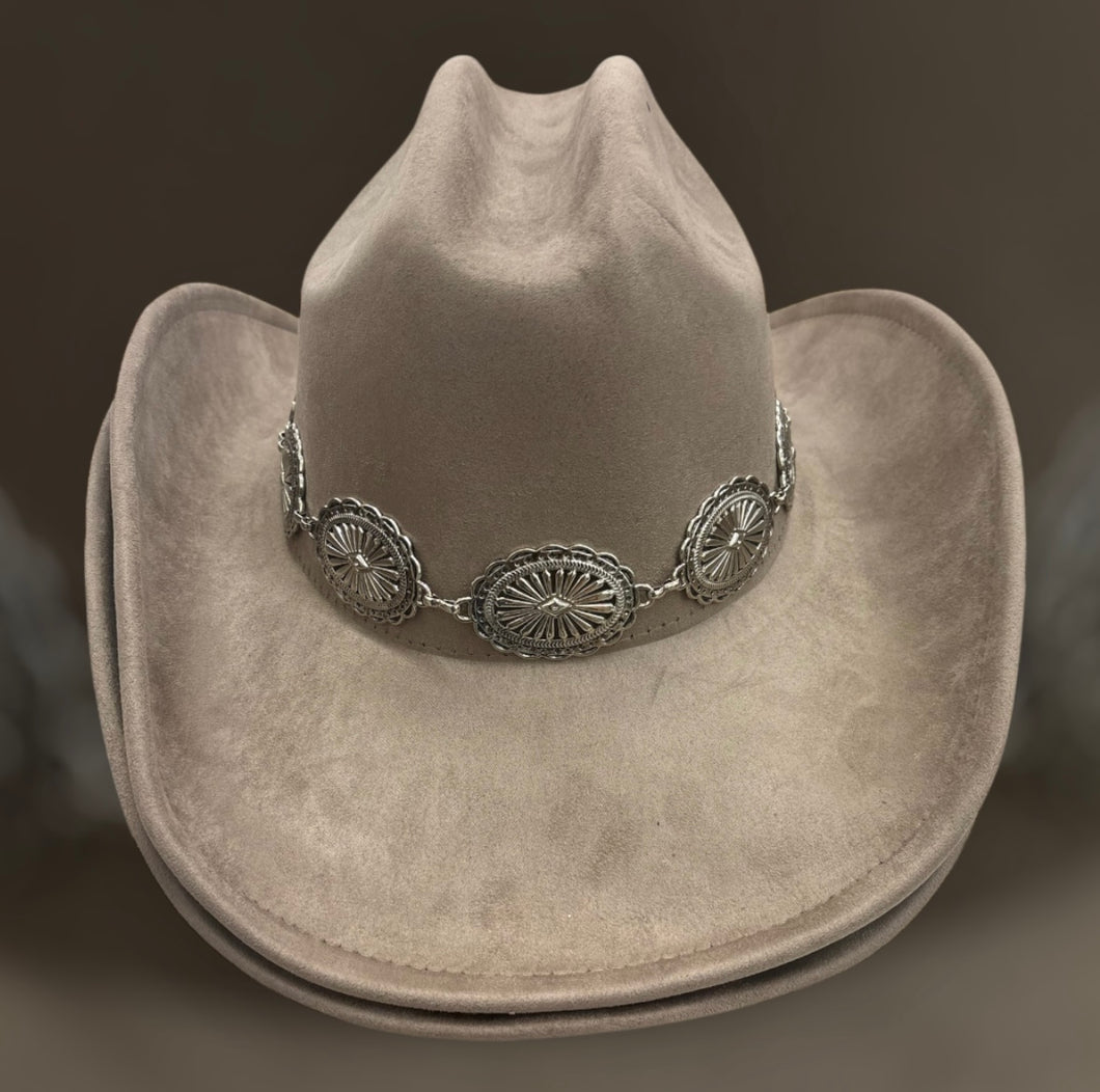 Beige Cowgirl Hat with Buckle