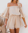 Off Shoulder Bell Sleeve Romper