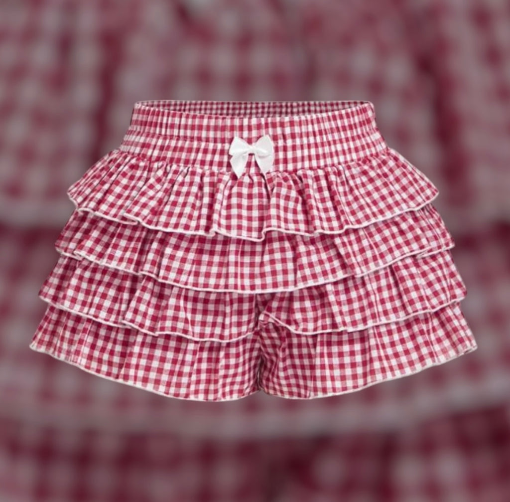 Casual Low-Waist Plaid Bodycon Ruffle Shorts
