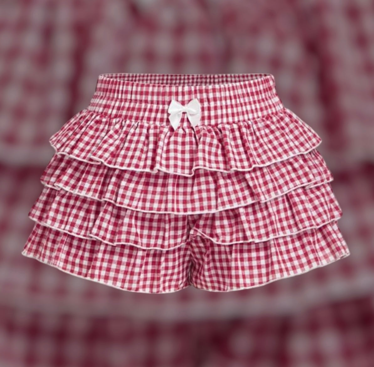 Casual Low-Waist Plaid Bodycon Ruffle Shorts