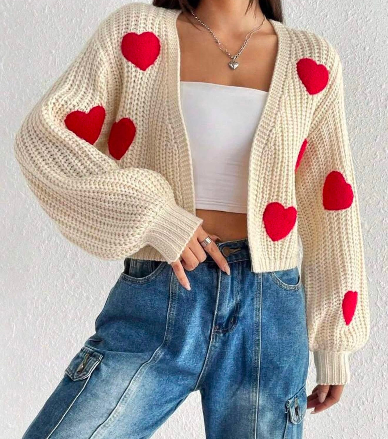 Knitted Heart Cardigan