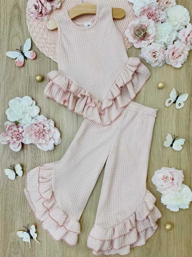 Pink Ruffle Hem Top & Palazzo Pants