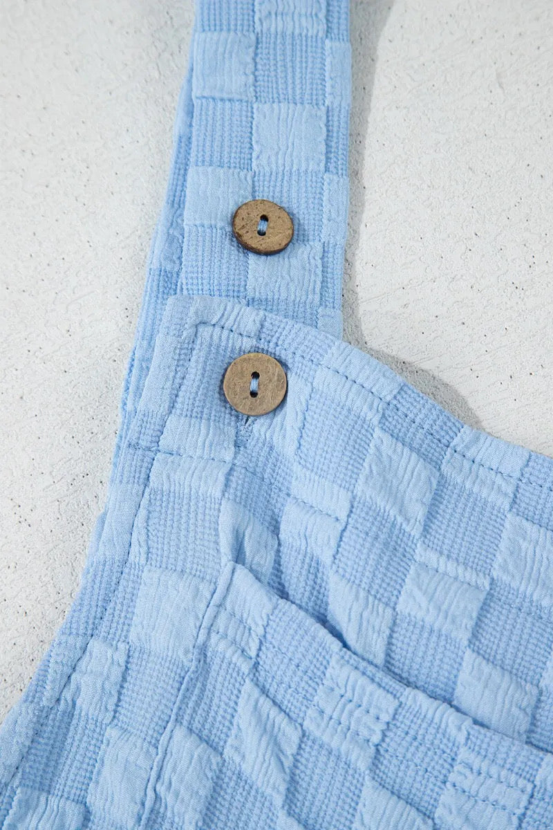 Checkered Pocket Wide Leg Overalls
