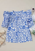 Floral Ruffled Bubble Blouse