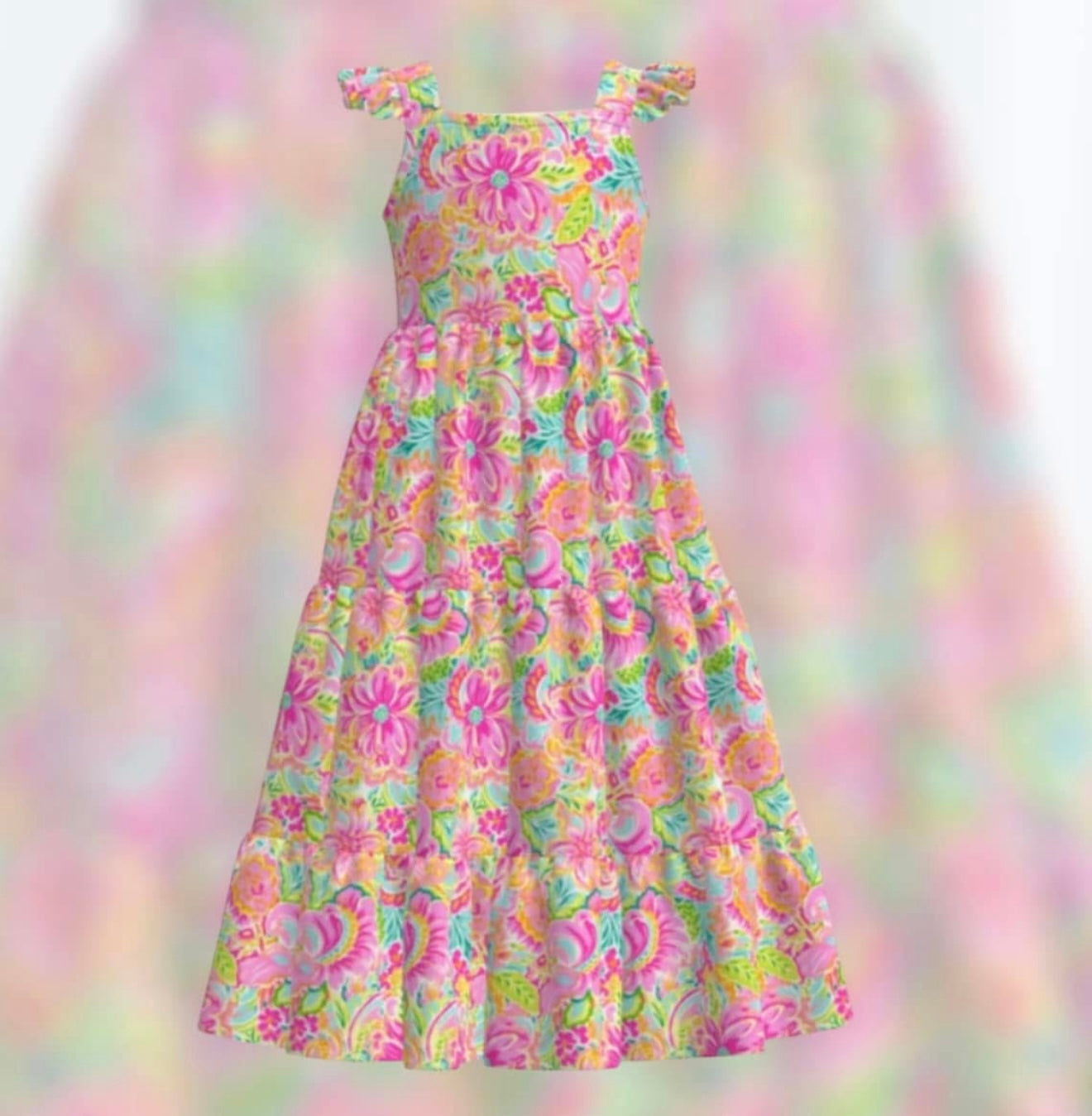 Girls Maxi Tropical Dress