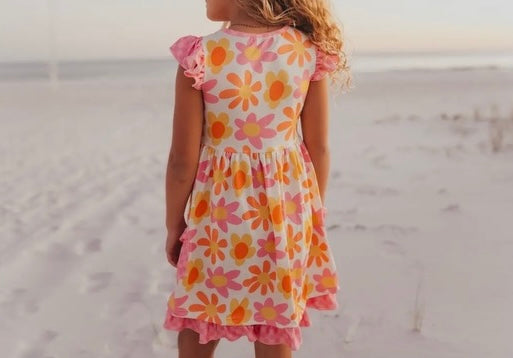 Pink & Tangerine Retro Flower Dress