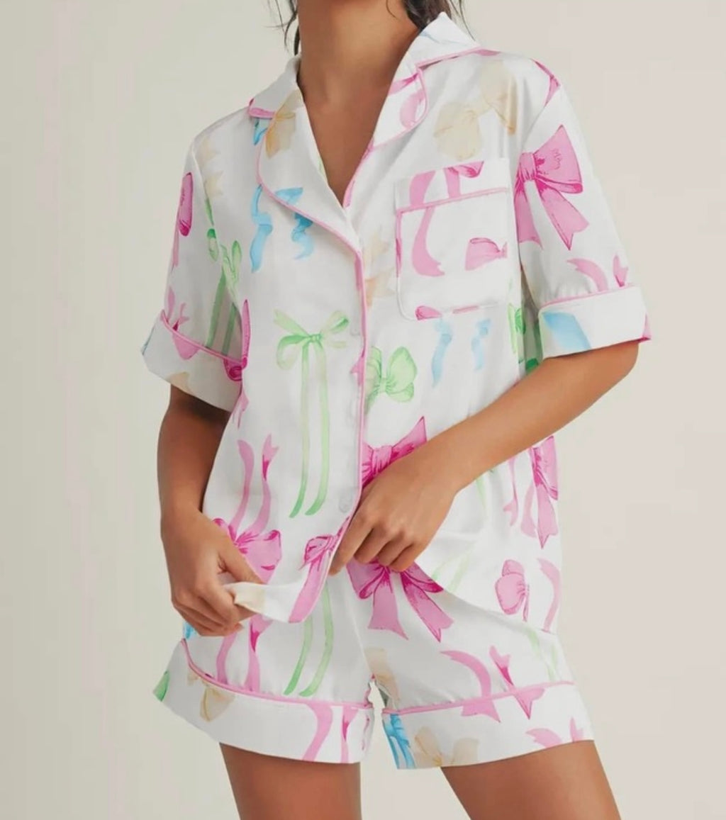 Bowknot High Waist Pajamas Set