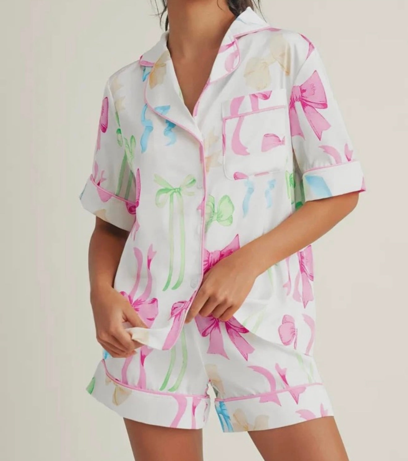 Bowknot High Waist Pajamas Set