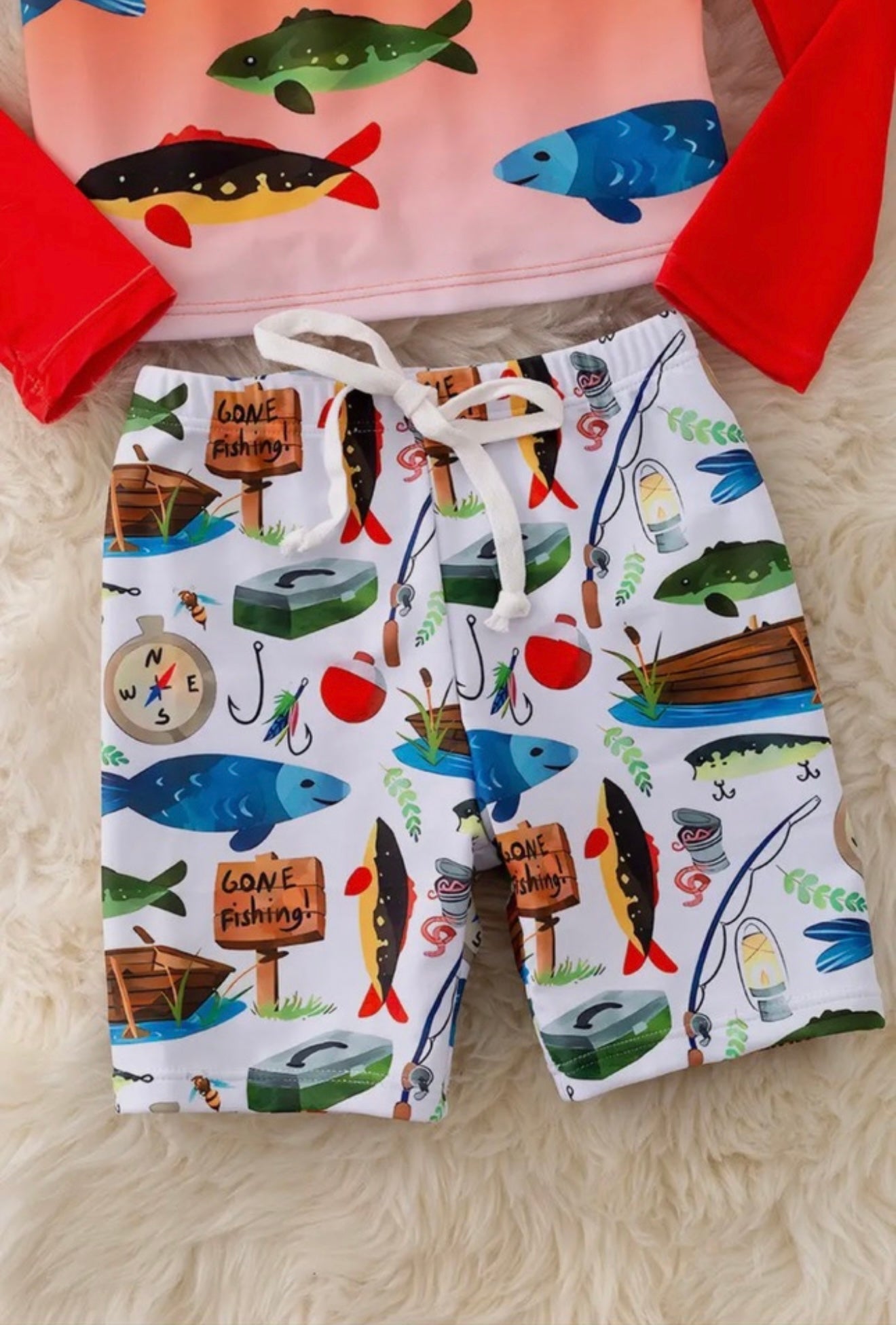 Gone Fishing 2 pc Boys Swim Set
