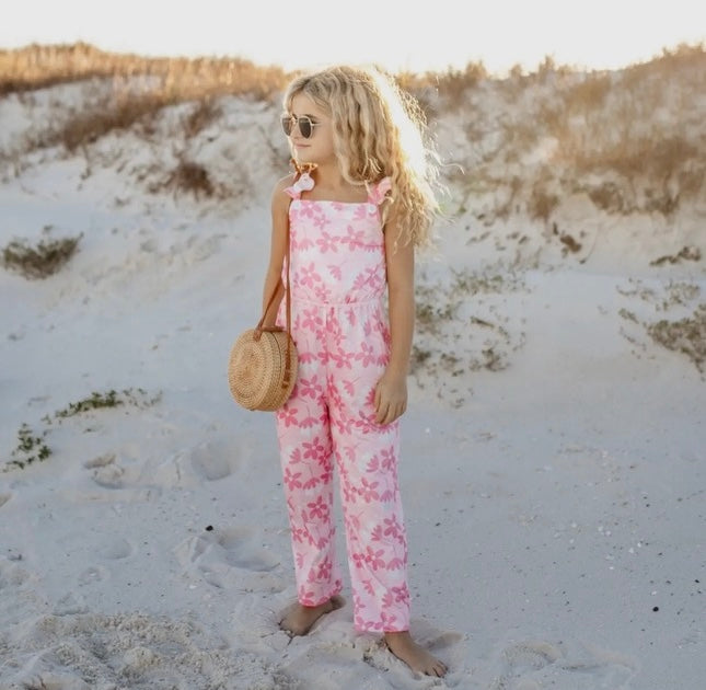 Floral Button Ruffle Pocket Jumpsuit