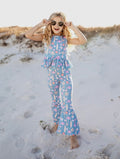 Dusty Blue & Pink Surf Flare Pants Set