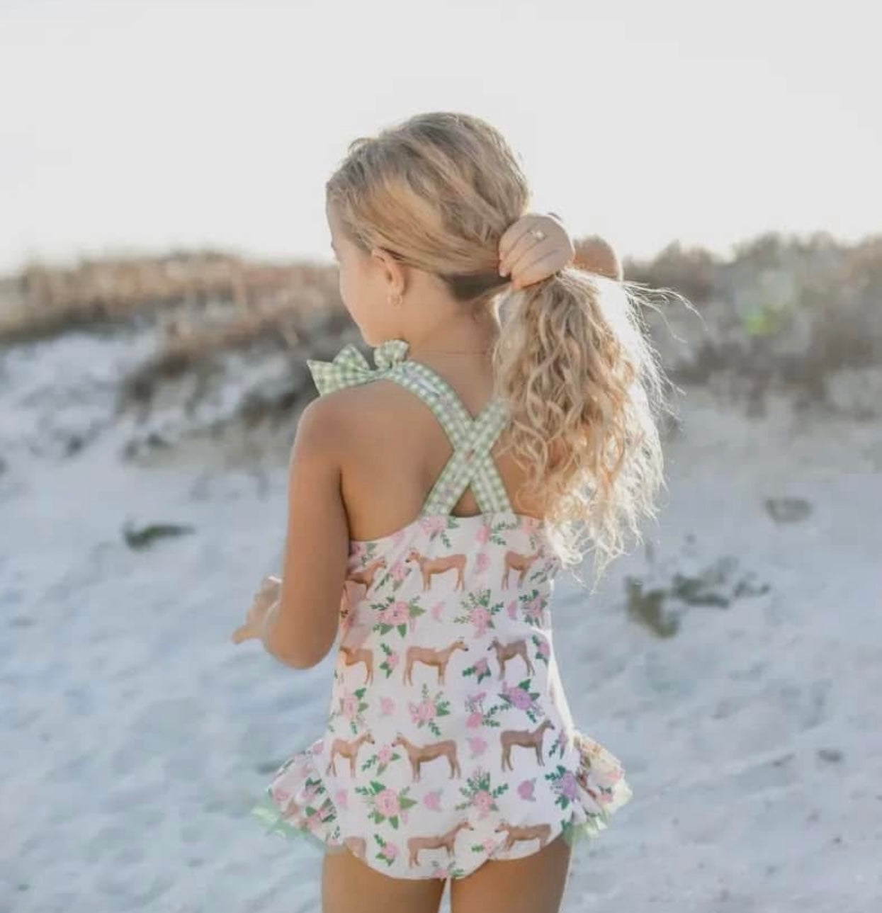 Horses, Ruffles, Bows Cross Swimsuit
