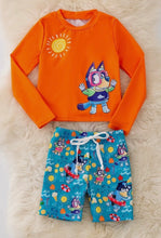 Load image into Gallery viewer, Bluey 2 piece Boys Orange Swim Set
