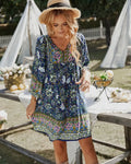 Bohemian Neck Tie Vintage Dress