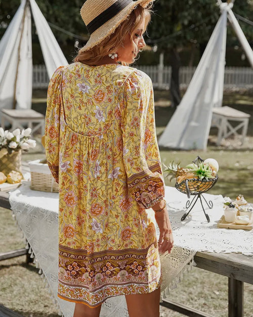 Bohemian Neck Tie Vintage Dress