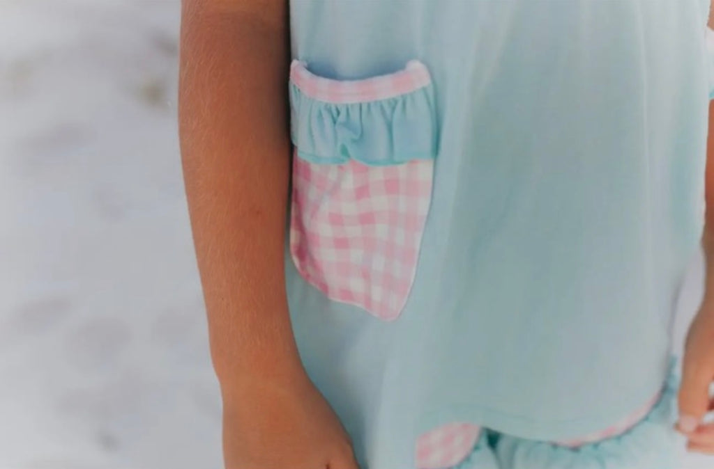 Ice Cream Gingham Ruffle Short Set