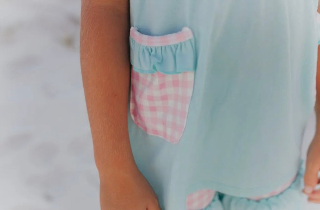 Ice Cream Gingham Ruffle Short Set