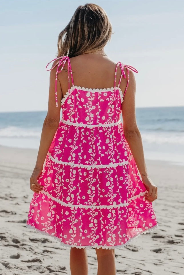 Floral Ric Rac Sleeveless Mini Dress