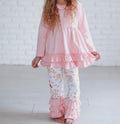 Pink Ruffle Top & Floral Pants Set