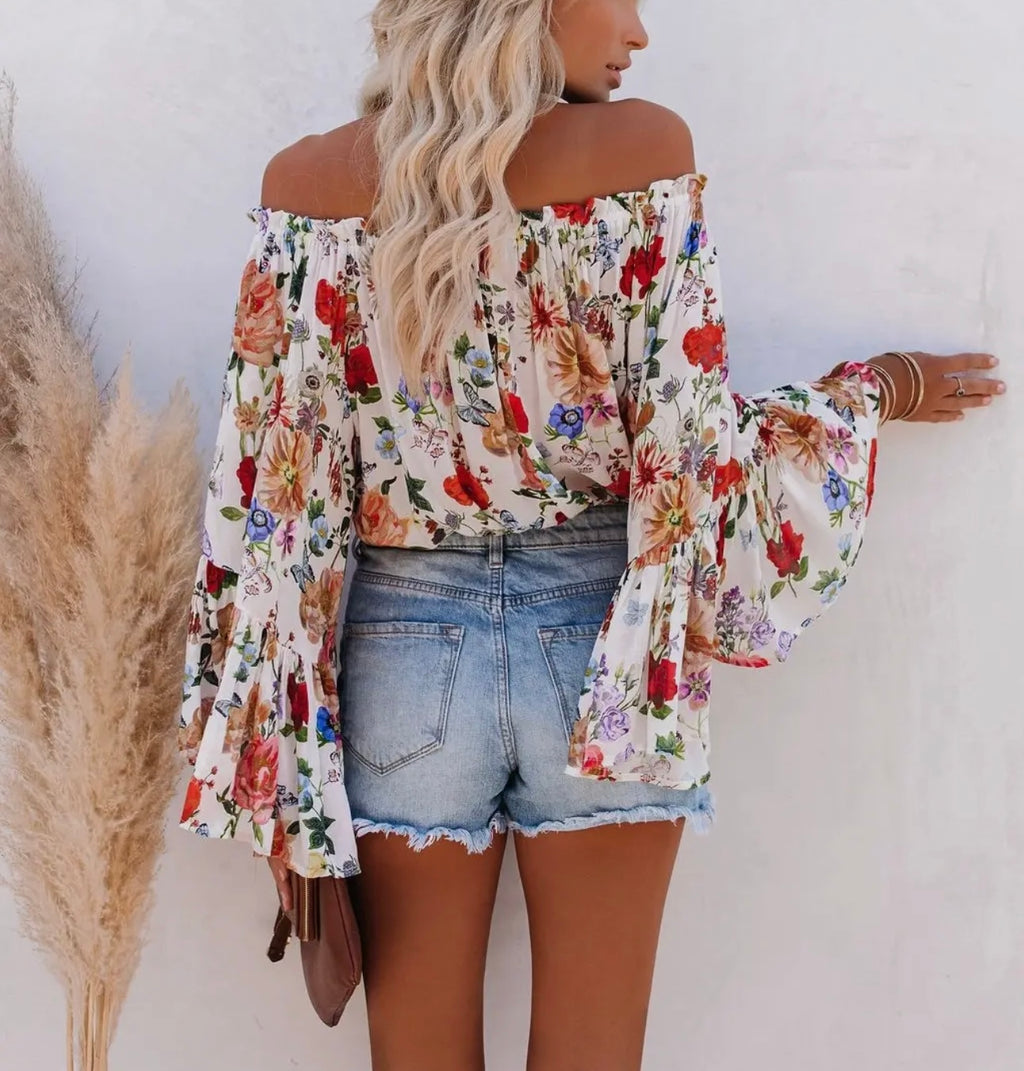 Women’s Printed Off Sleeve Blouse
