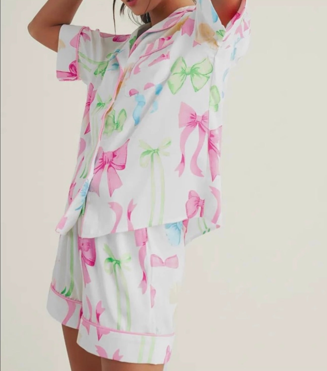 Bowknot High Waist Pajamas Set