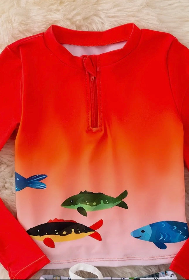 Gone Fishing 2 pc Boys Swim Set