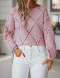 Hollowed Rhombus Pattern Sequin Sweater