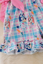 Load image into Gallery viewer, Bluey &amp; Bingo Easter Ruffle Romper
