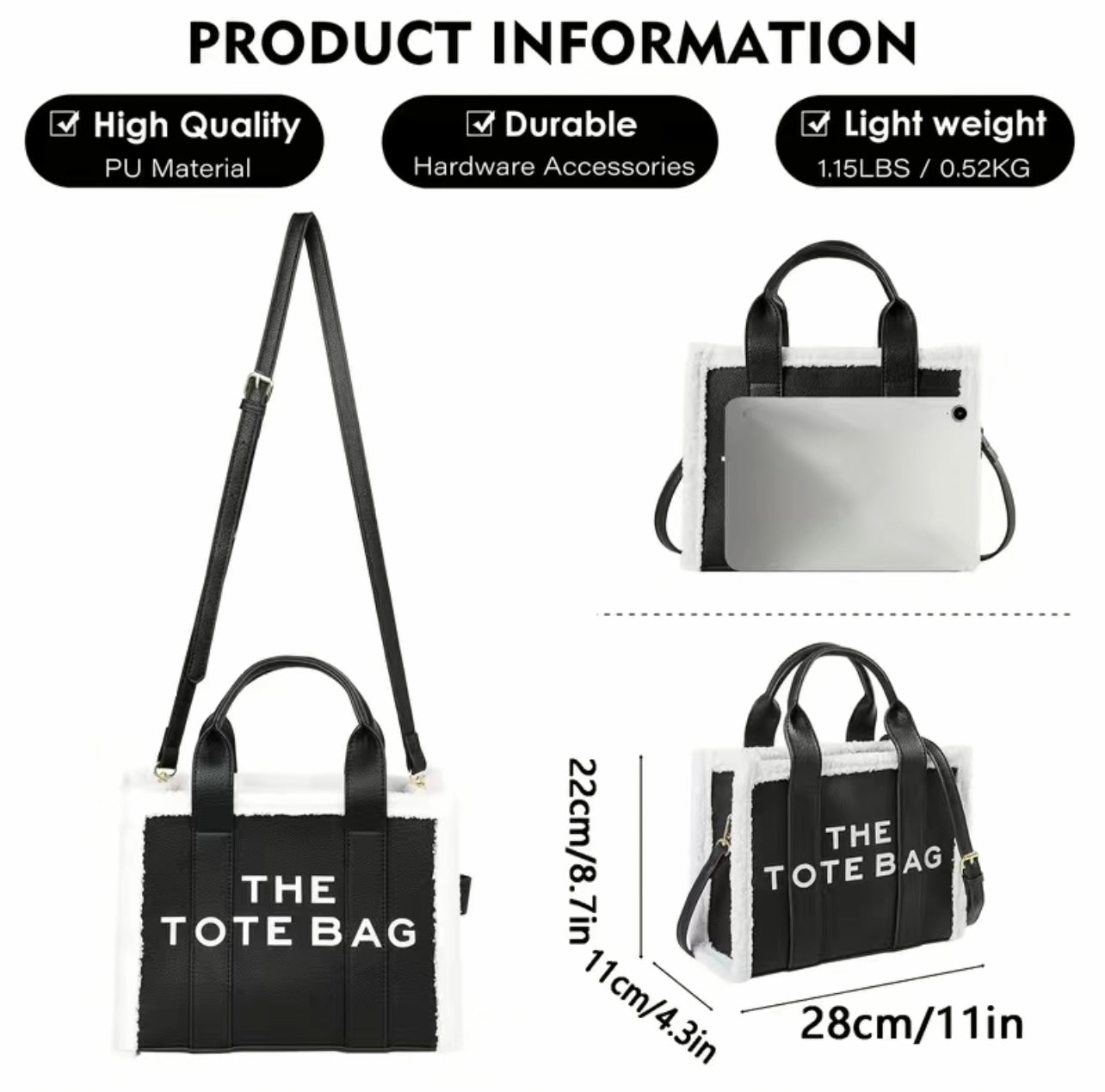 Fur Black Tote Bag