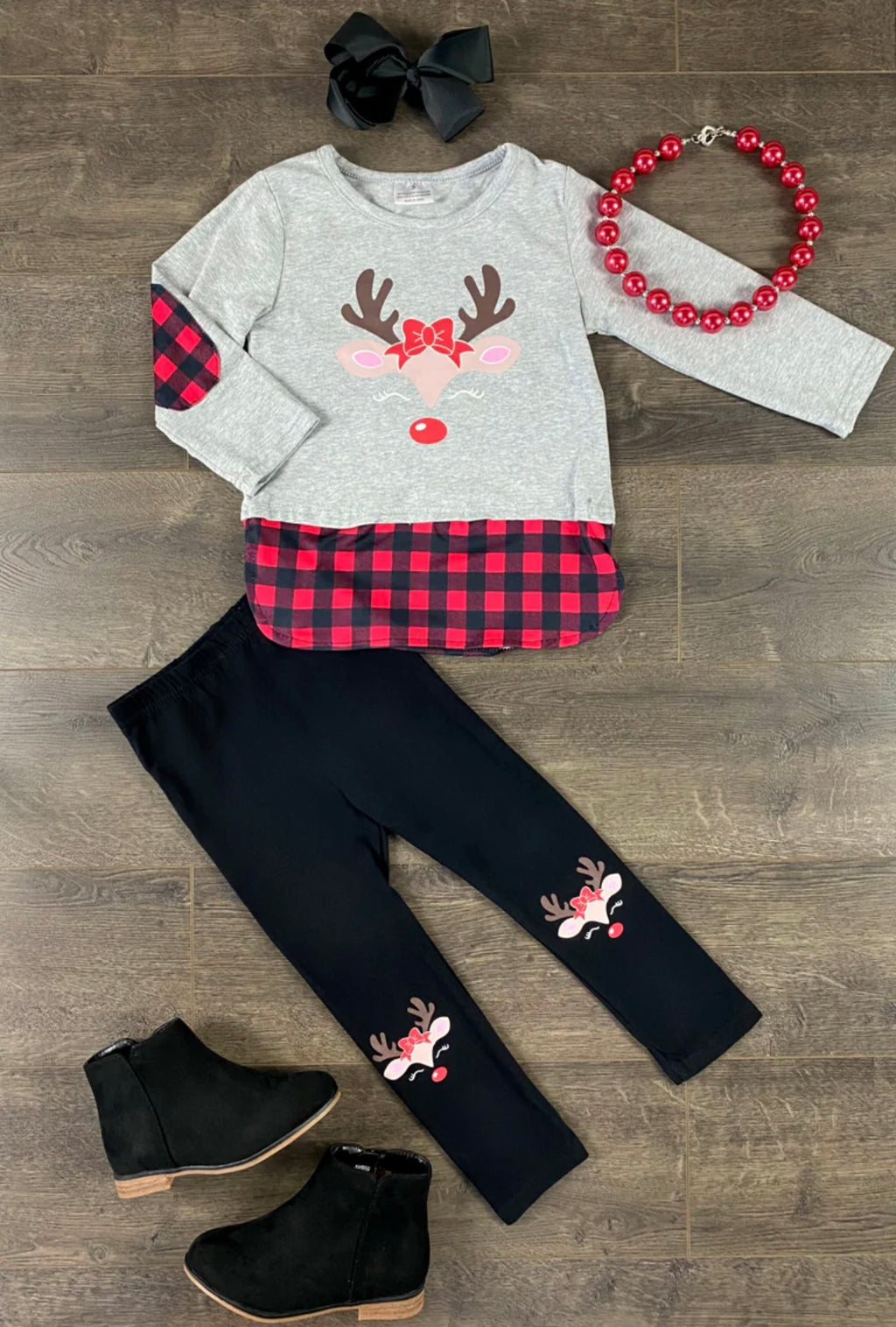 Clarice Gray/ Black Plaid Leggings Set
