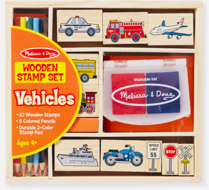 Vehicles Wooden Stamp Set