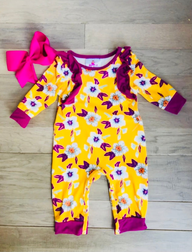 Sunshine & Magenta Floral Infant Romper