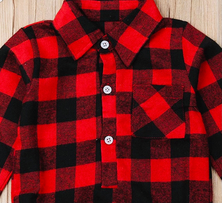 Flannel Deer Print Bodysuit