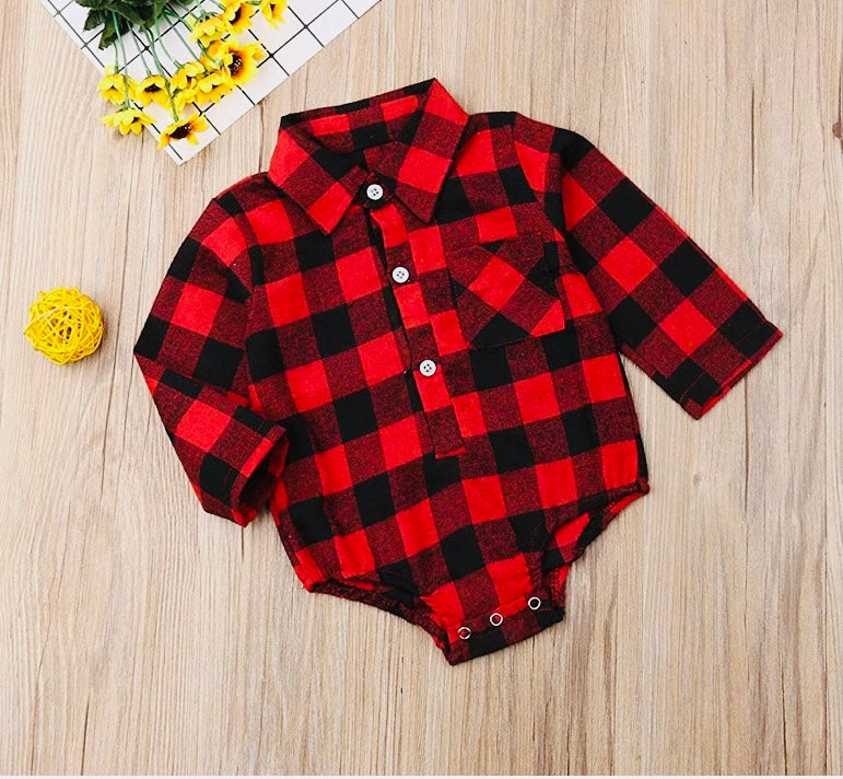Flannel Deer Print Bodysuit