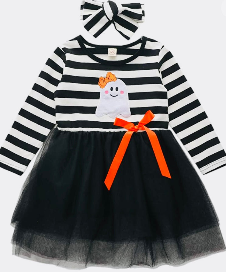 Ghost and Stripe Tutu Dress