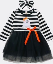 Load image into Gallery viewer, Ghost and Stripe Tutu Dress
