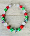Red and Green Frosted Pearl Bubblegum Necklace
