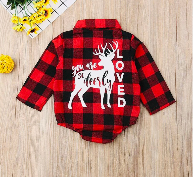 Flannel Deer Print Bodysuit