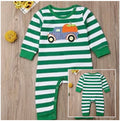 Pumpkin Green and White Romper