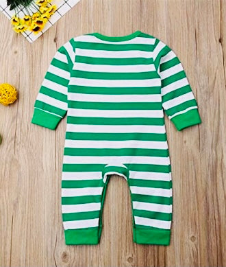Pumpkin Green and White Romper