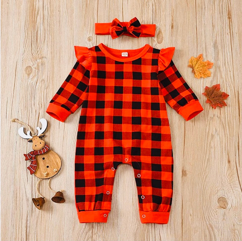 Christmas Plaided Romper