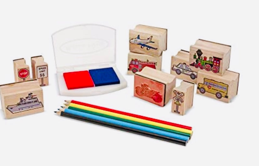 Vehicles Wooden Stamp Set