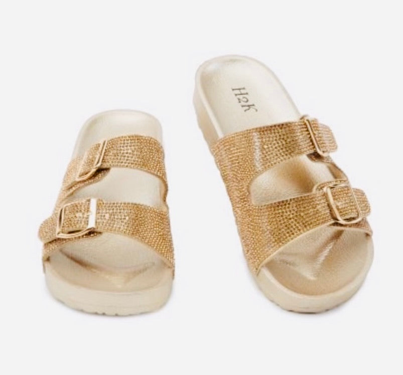 Gold Rhinestones Slides